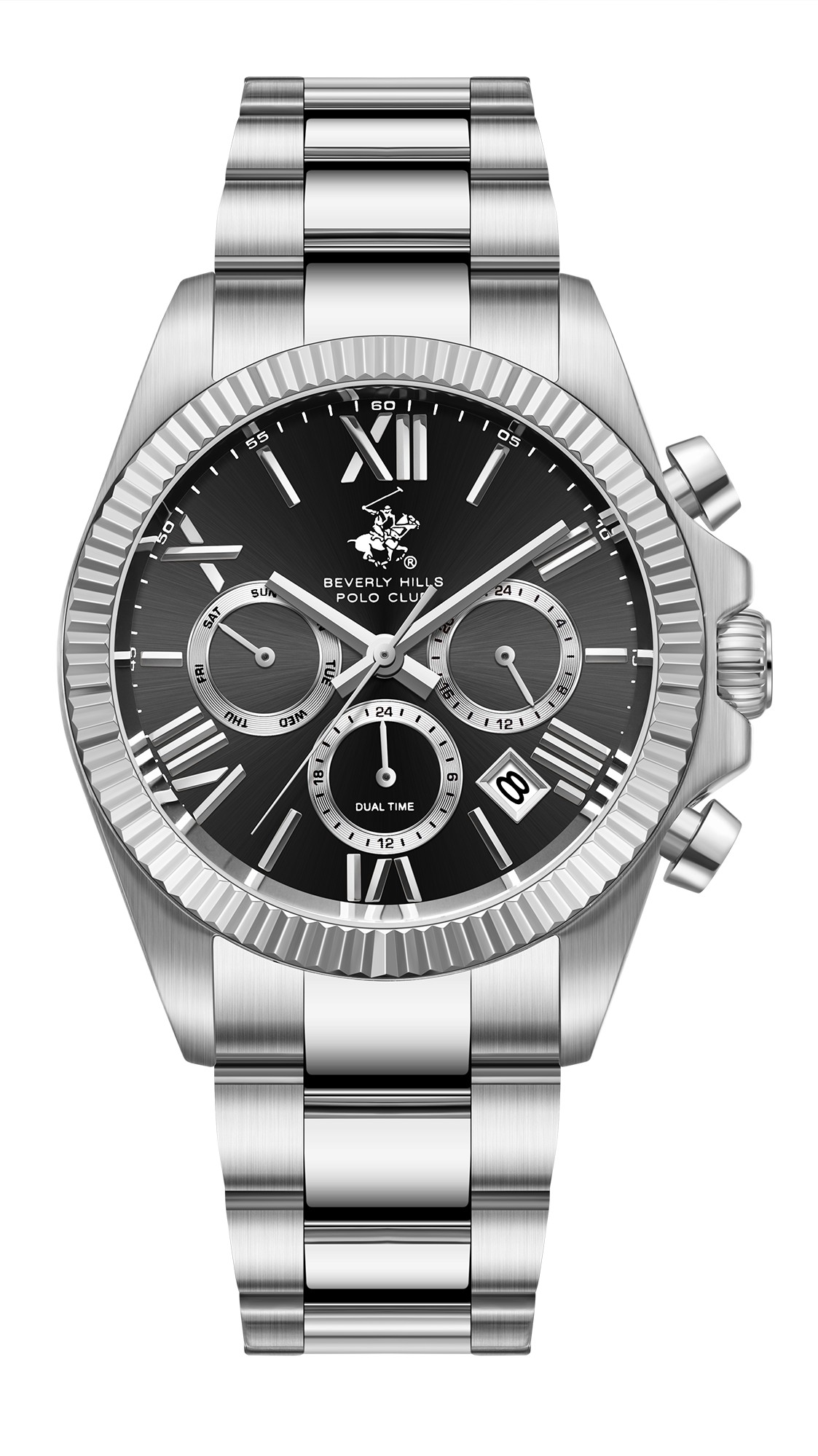 BEVERLY HILLS POLO CLUB   часы, кварцевый механизм, сталь, 40 мм