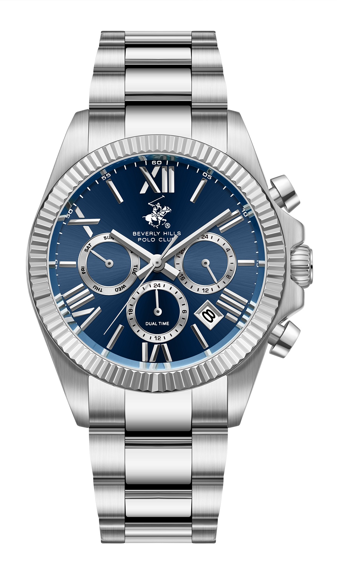 BEVERLY HILLS POLO CLUB   часы, кварцевый механизм, сталь, 40 мм