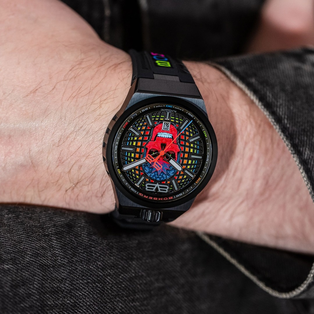 Bomberg  Мужские швейцарские часы, автоматический механизм, сталь с покрытием, 43мм