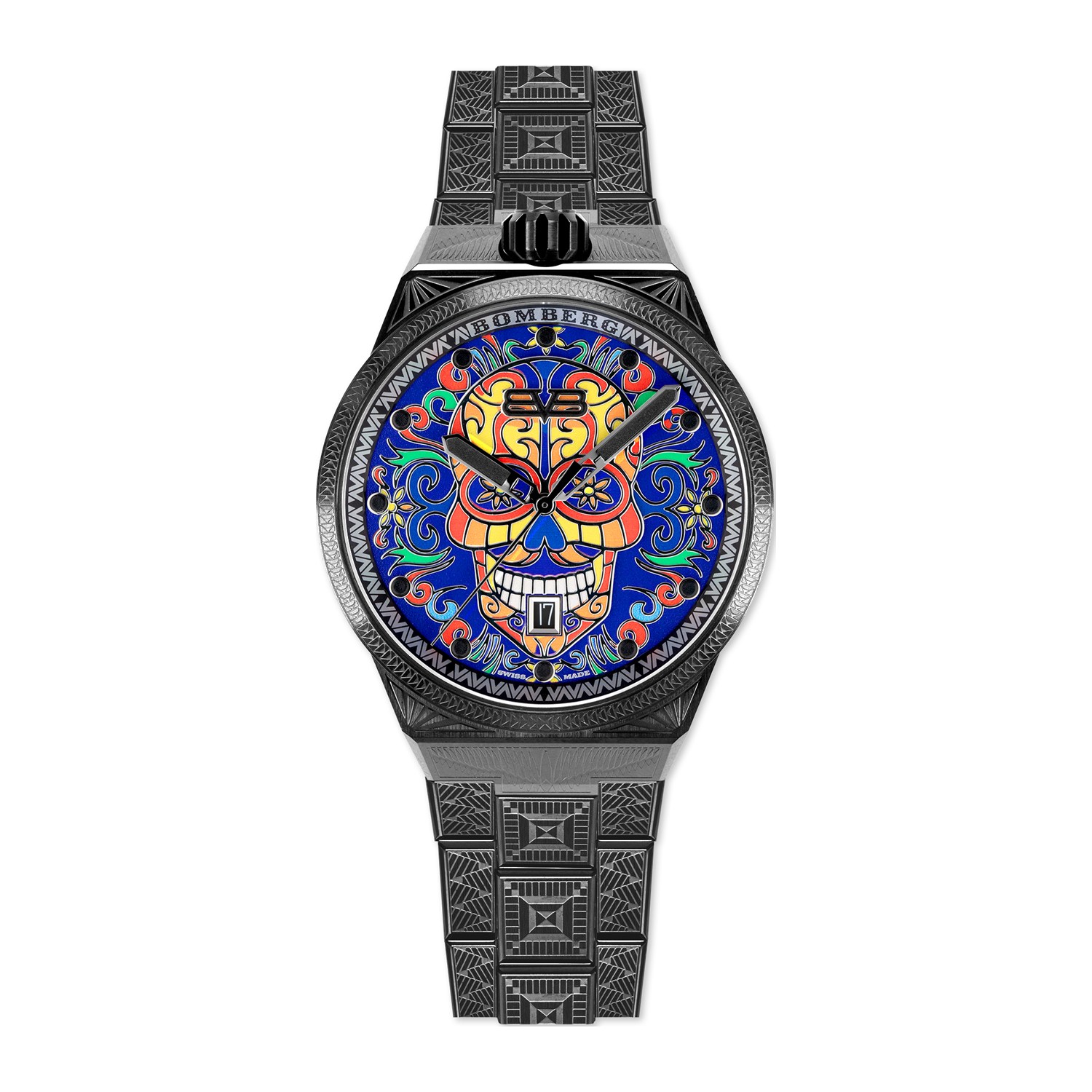 BOMBERG  Мужские швейцарские часы, кварцевый механизм, сталь с покрытием, 43мм