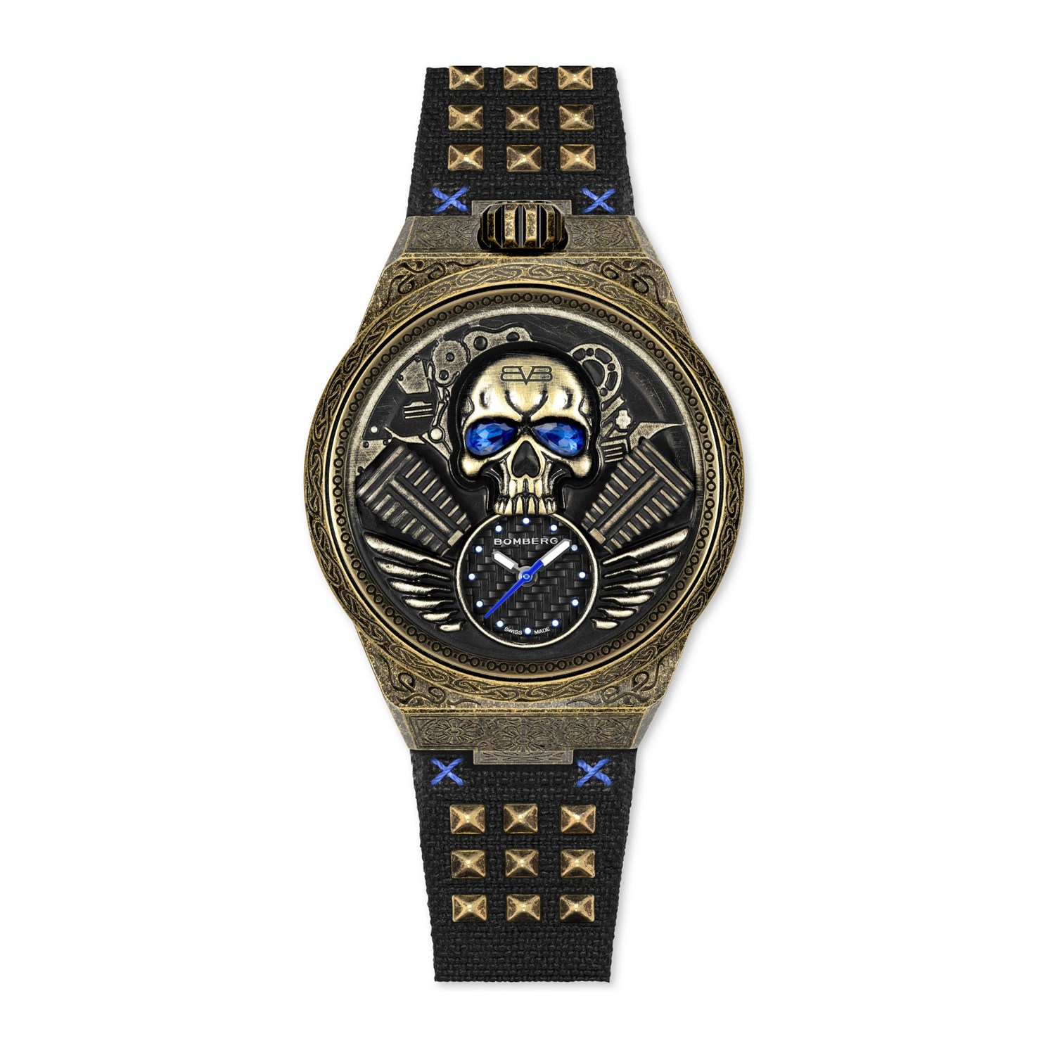BOMBERG  Мужские швейцарские часы, кварцевый механизм, сталь с покрытием, 43мм