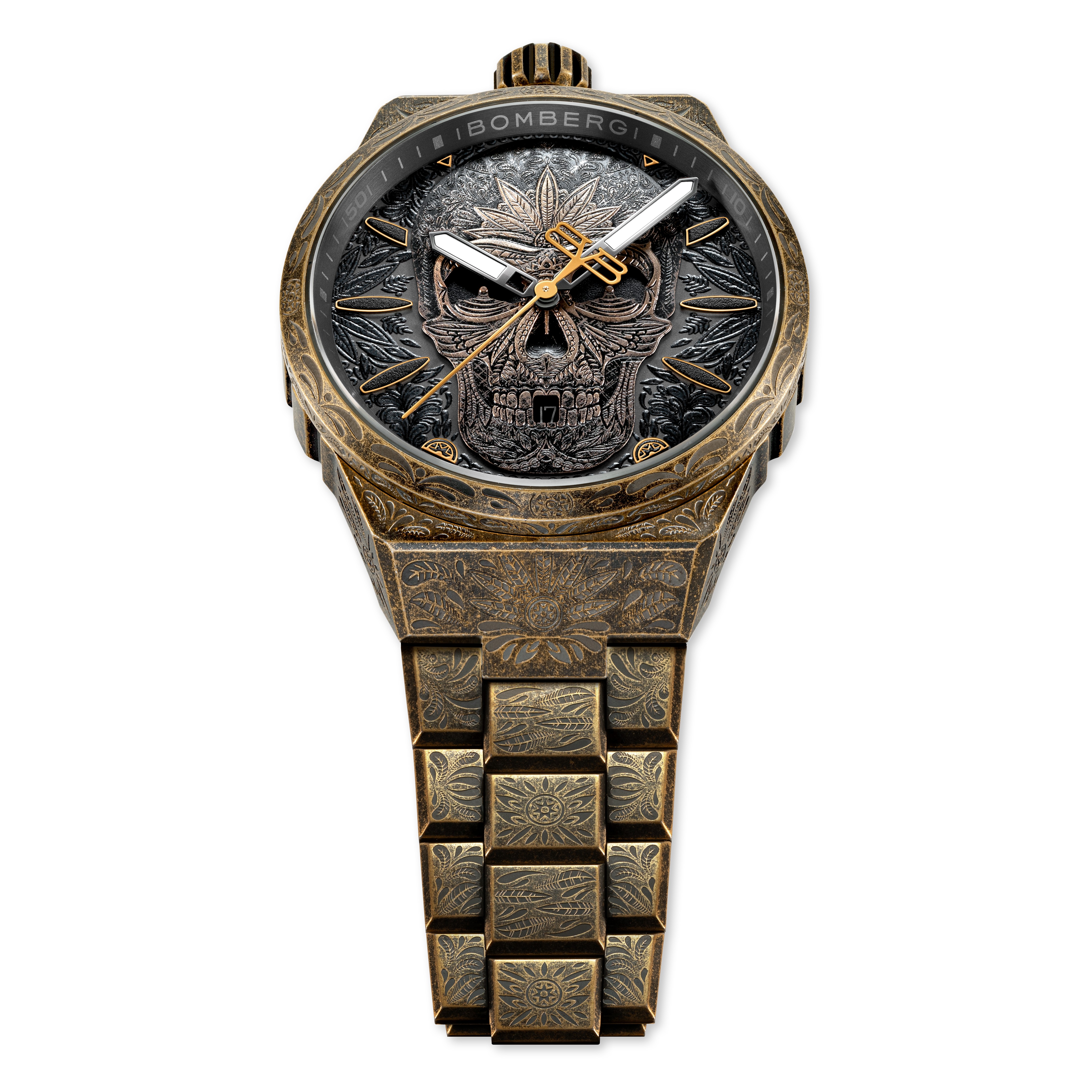 Bomberg  Мужские швейцарские часы, кварцевый механизм, сталь с покрытием, 43мм