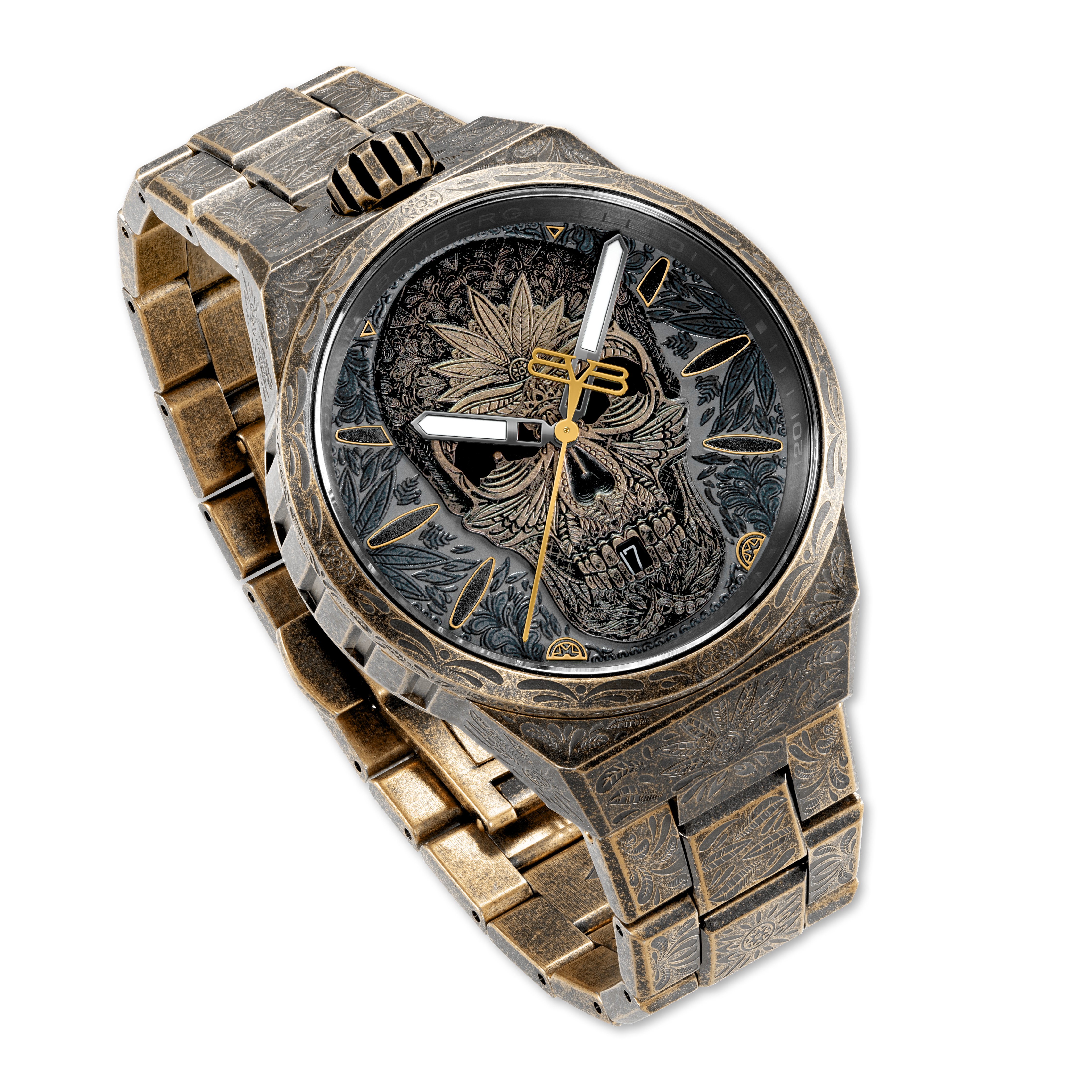 Bomberg  Мужские швейцарские часы, кварцевый механизм, сталь с покрытием, 43мм