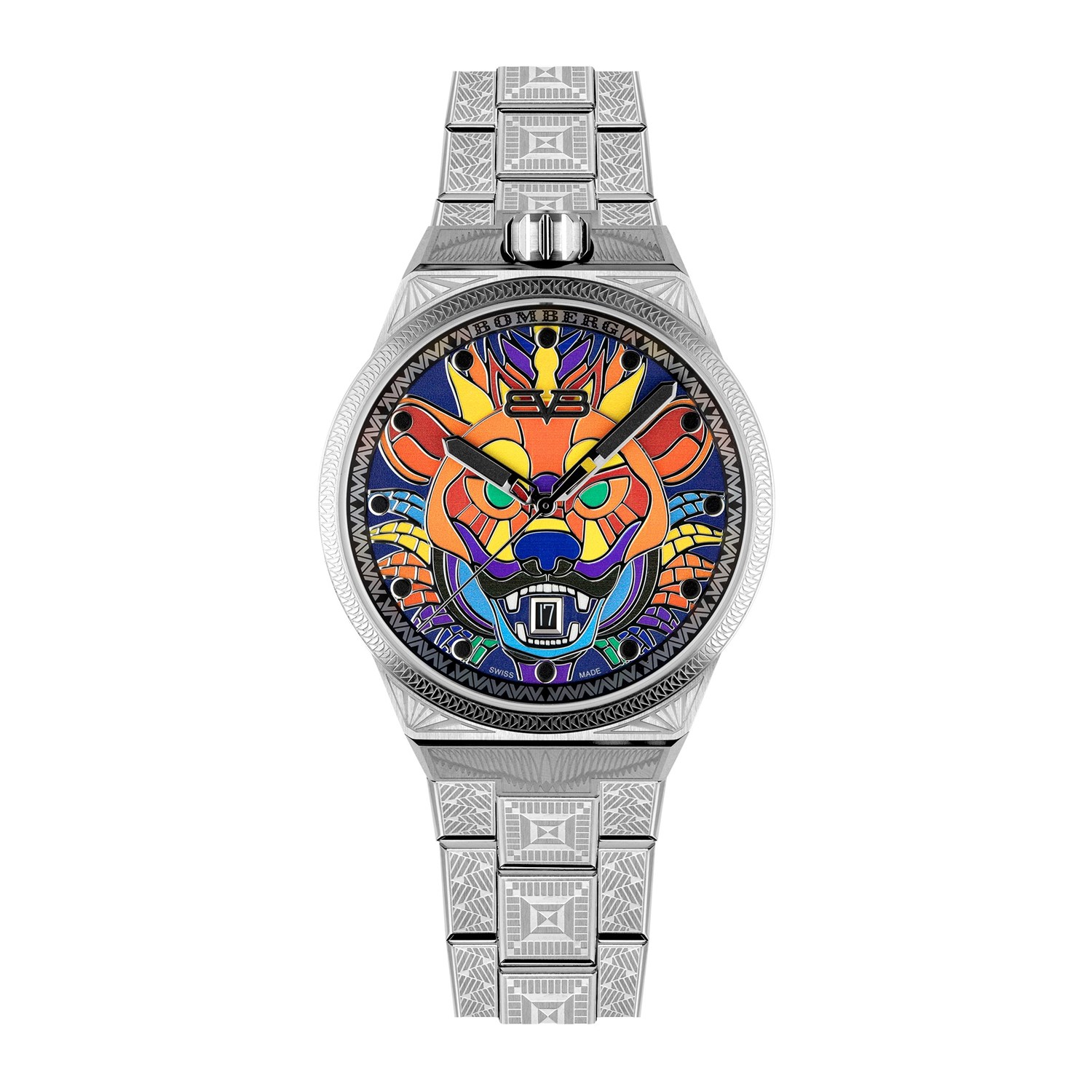 BOMBERG  Мужские швейцарские часы, кварцевый механизм, сталь, 43мм