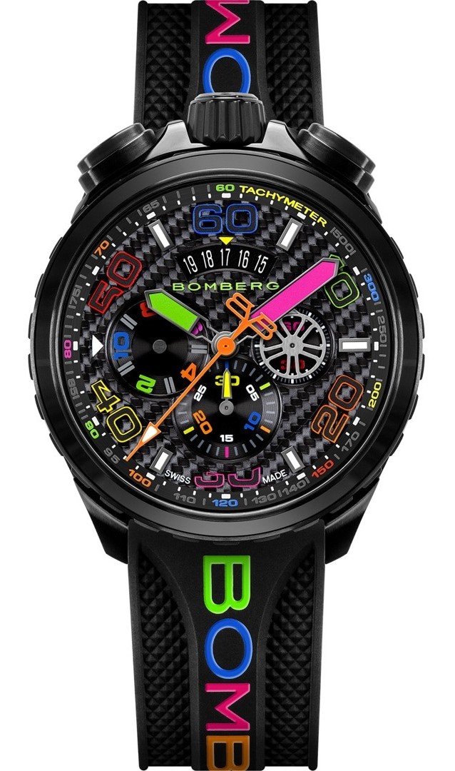 Bomberg  Мужские швейцарские часы, кварцевый механизм, сталь с покрытием, 45мм