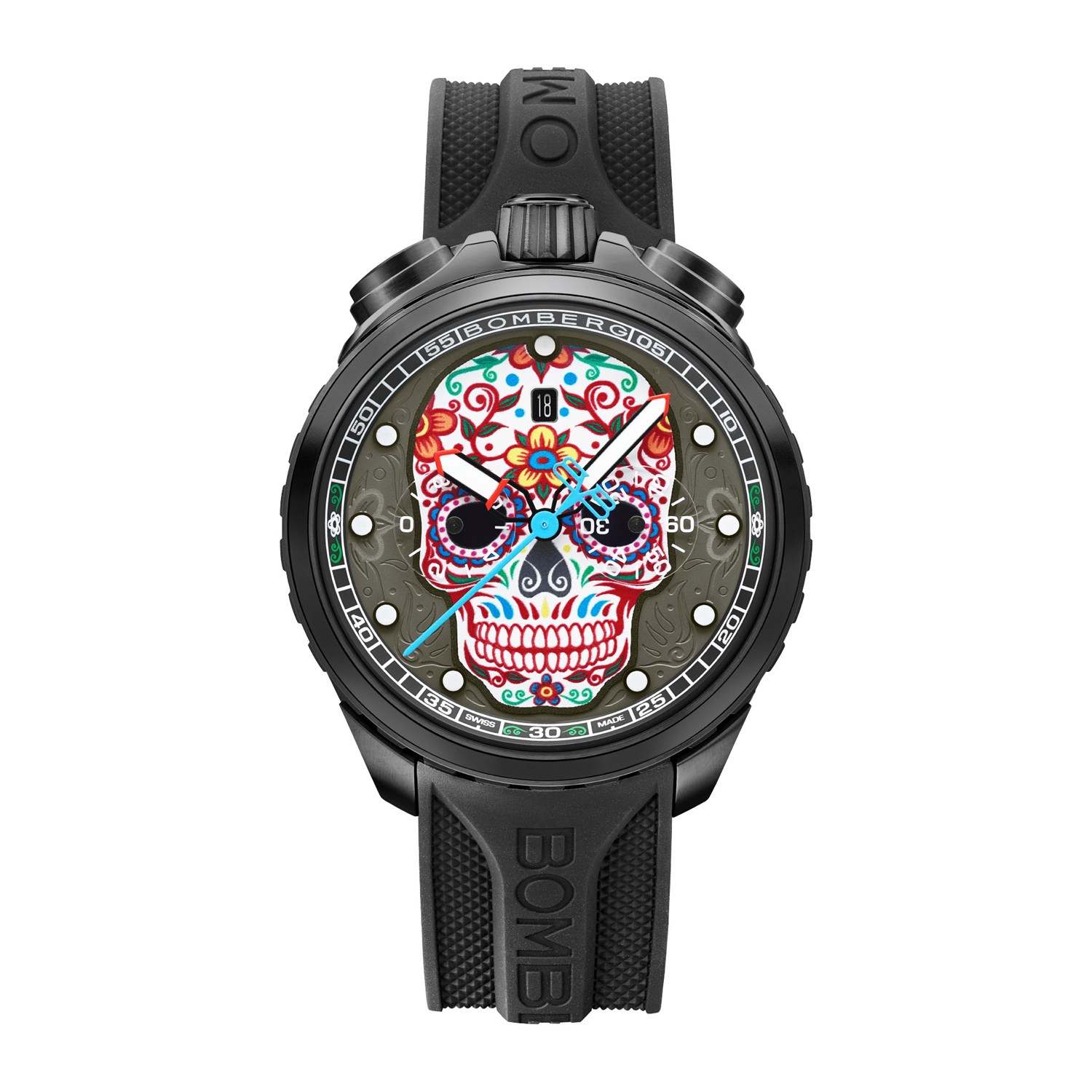 BOMBERG  Мужские швейцарские часы, кварцевый механизм, сталь с покрытием, 45мм