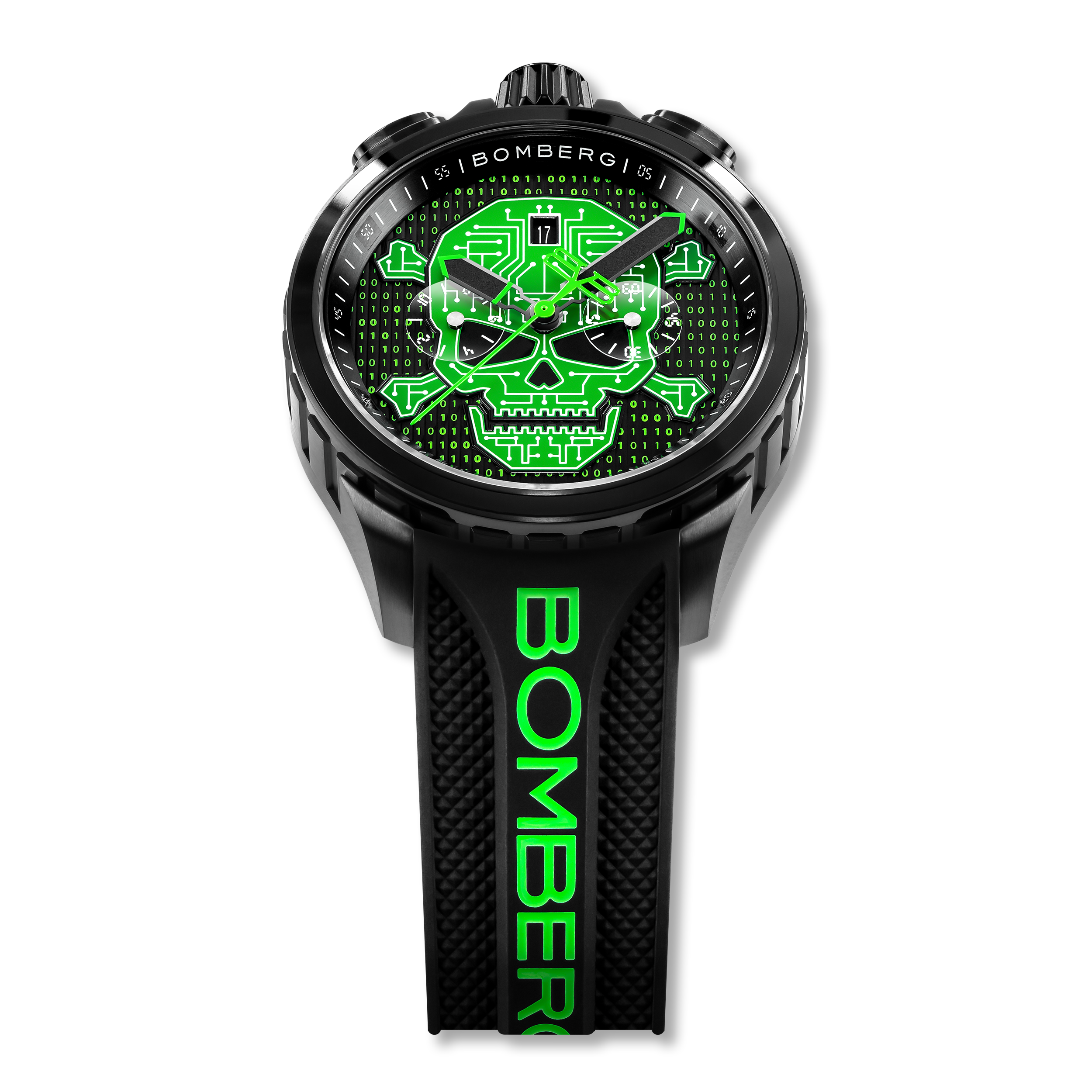 Bomberg  Мужские швейцарские часы, кварцевый механизм, сталь с покрытием, 45мм