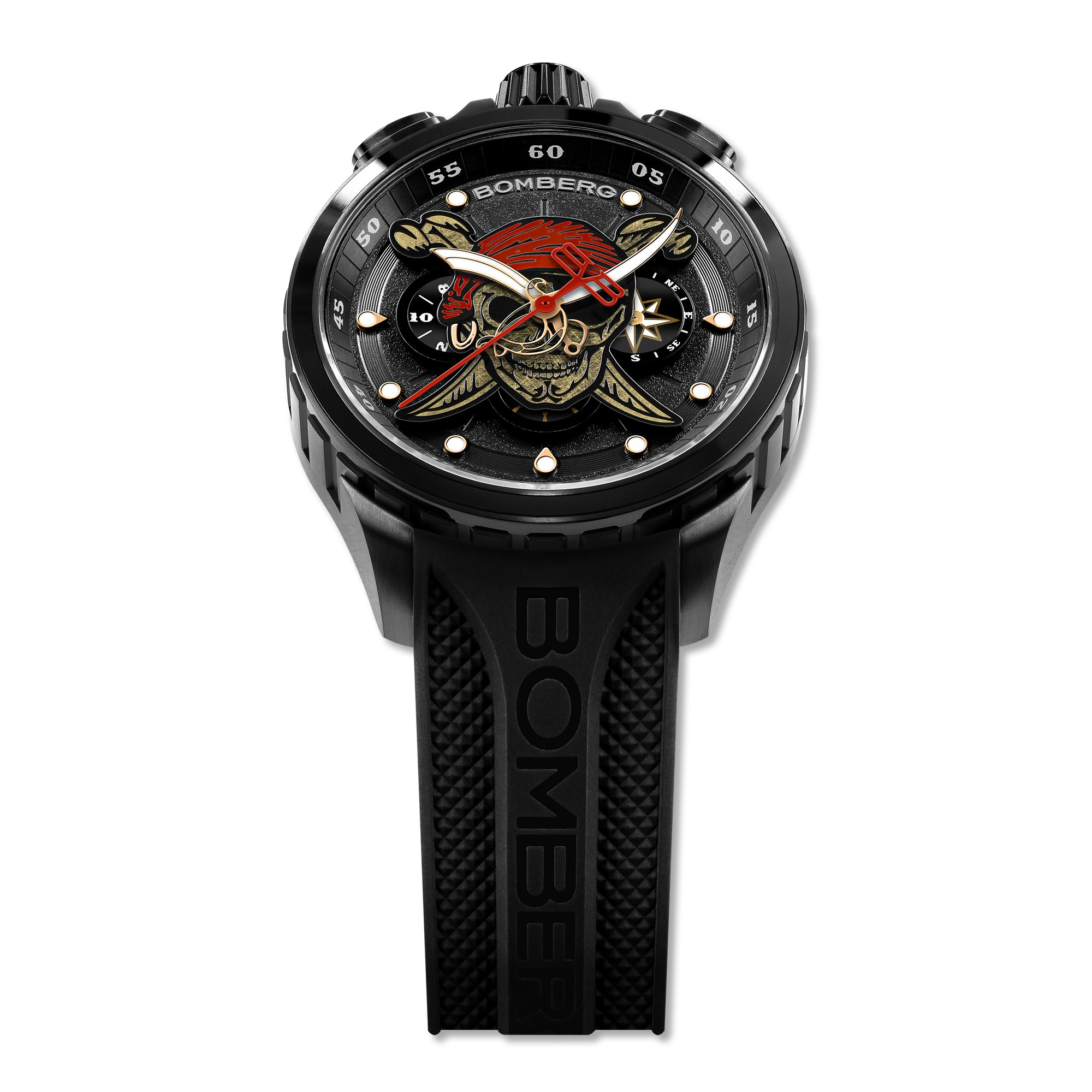 Bomberg  Мужские швейцарские часы, кварцевый механизм, сталь с покрытием, 45мм