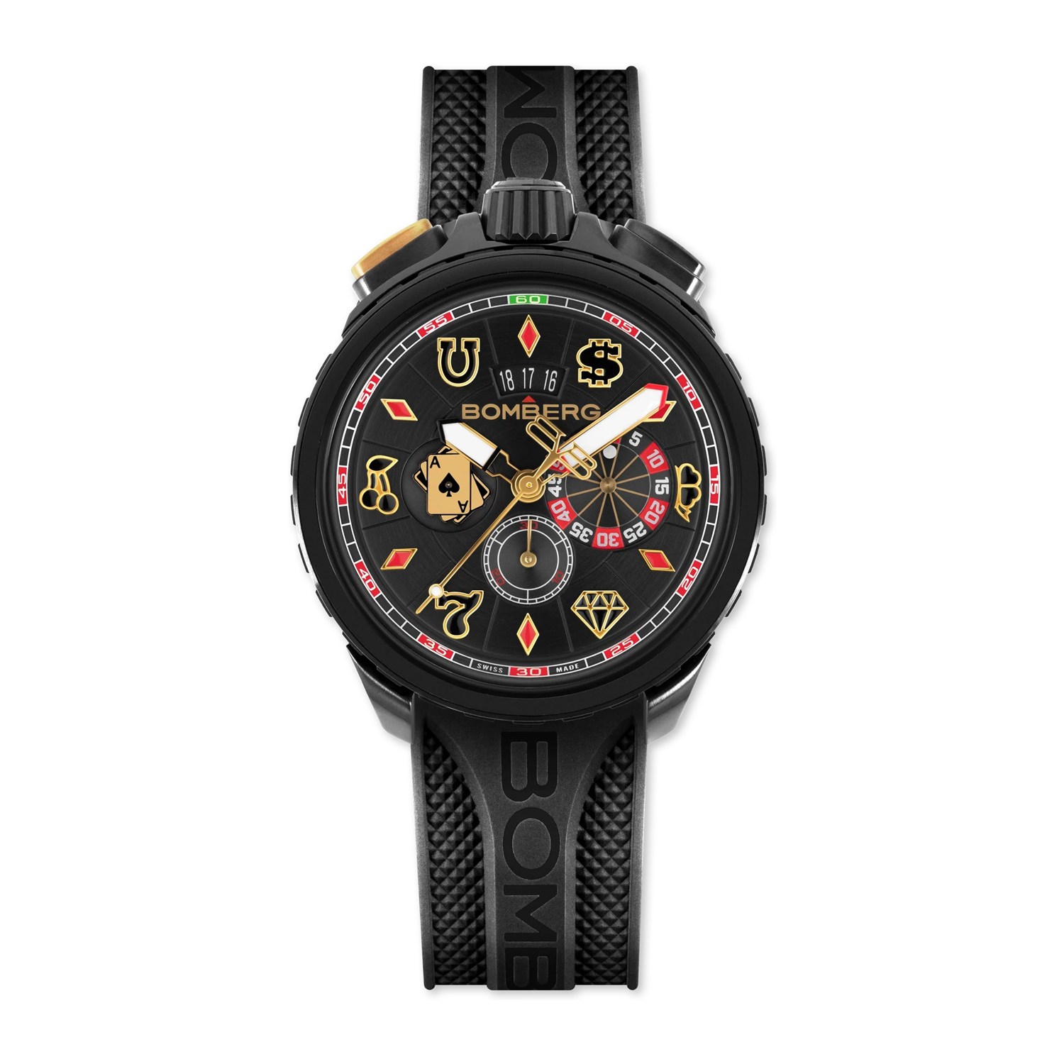 BOMBERG  Мужские швейцарские часы, кварцевый механизм, сталь с покрытием, 45мм
