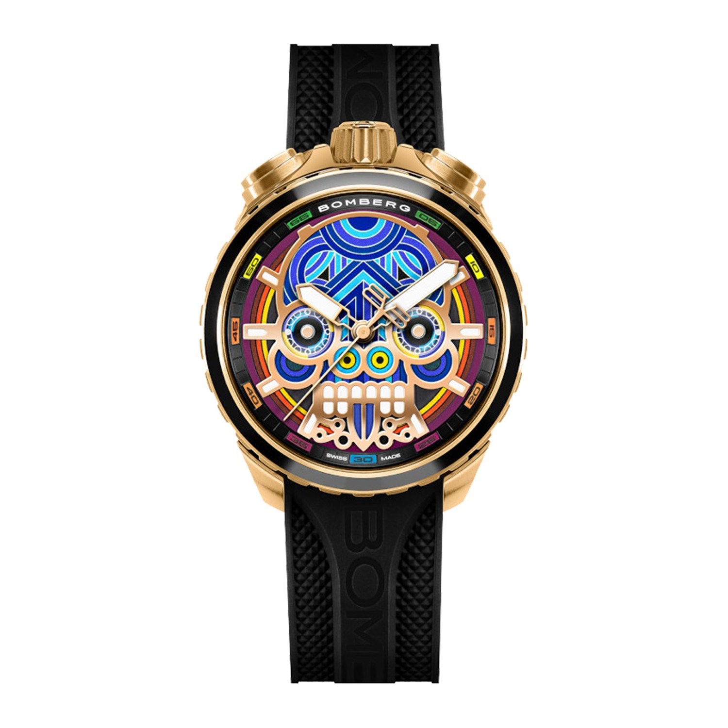 BOMBERG  Мужские швейцарские часы, кварцевый механизм, сталь с покрытием, 45мм