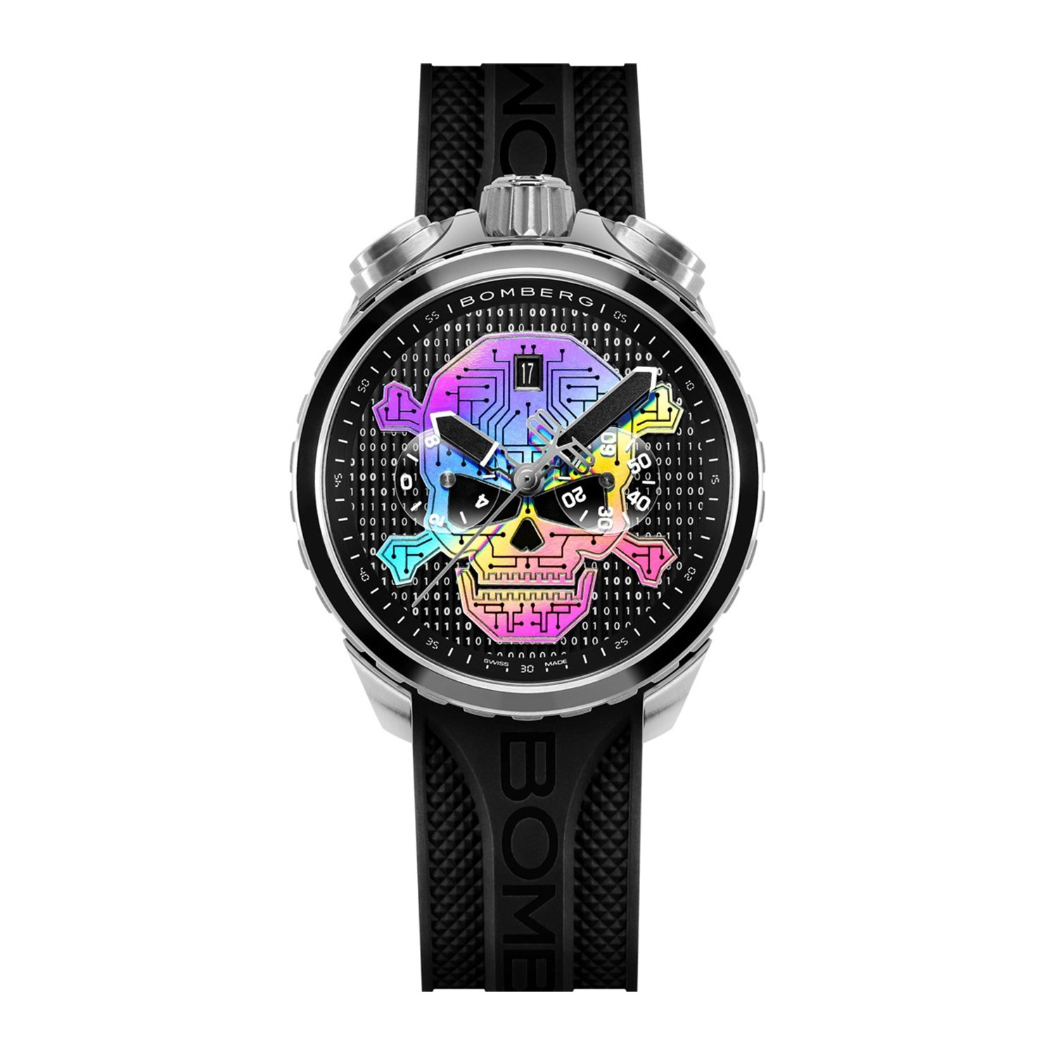BOMBERG  Мужские швейцарские часы, кварцевый механизм, сталь с покрытием, 45мм