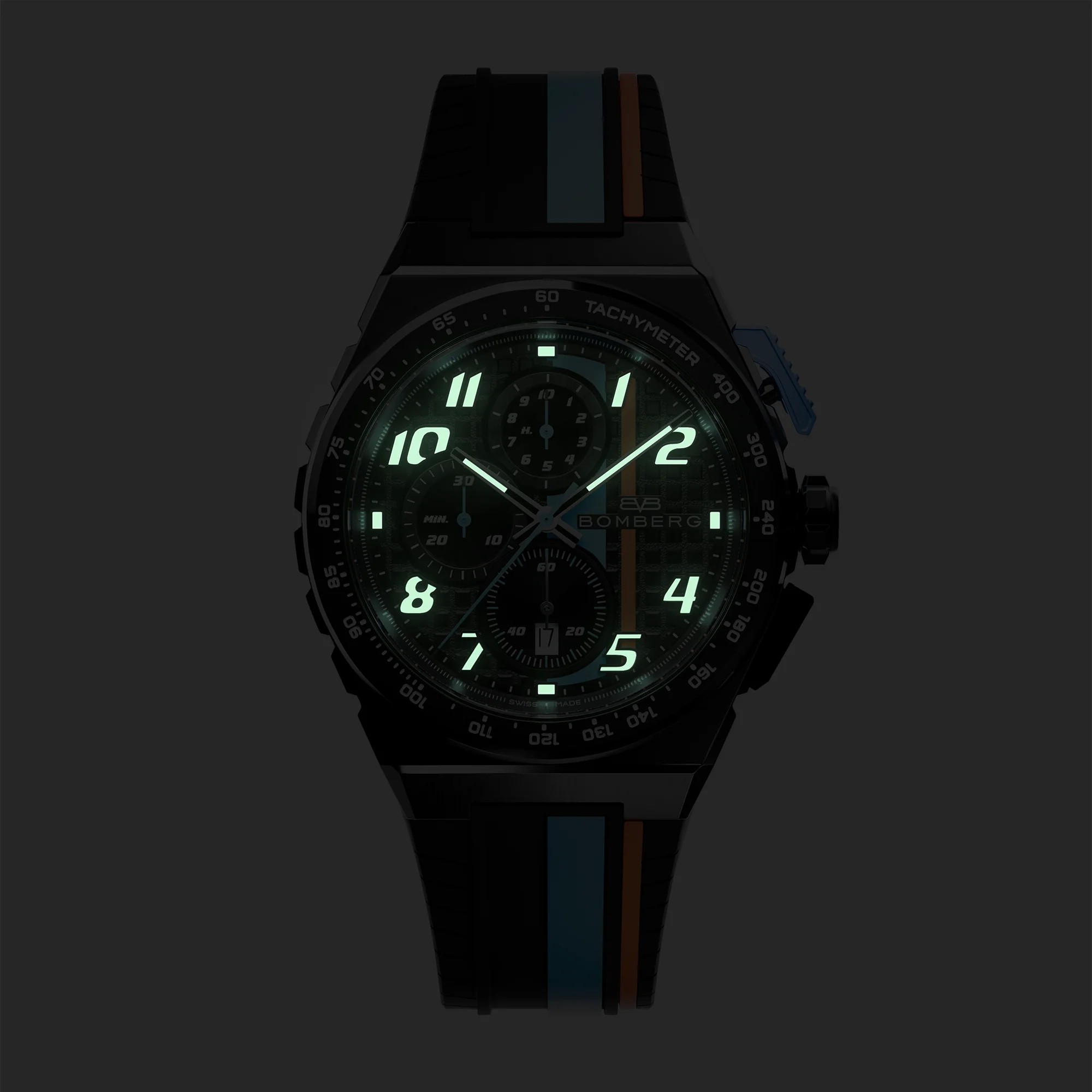 BOMBERG  Мужские швейцарские часы, кварцевый механизм, сталь с покрытием, 42мм