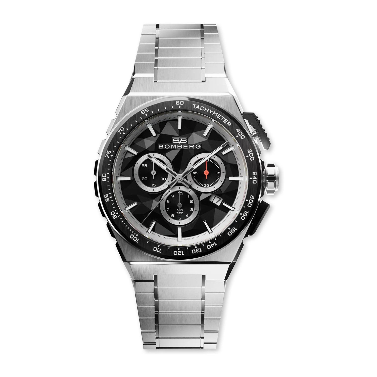 BOMBERG  Мужские швейцарские часы, кварцевый механизм, сталь, 42мм