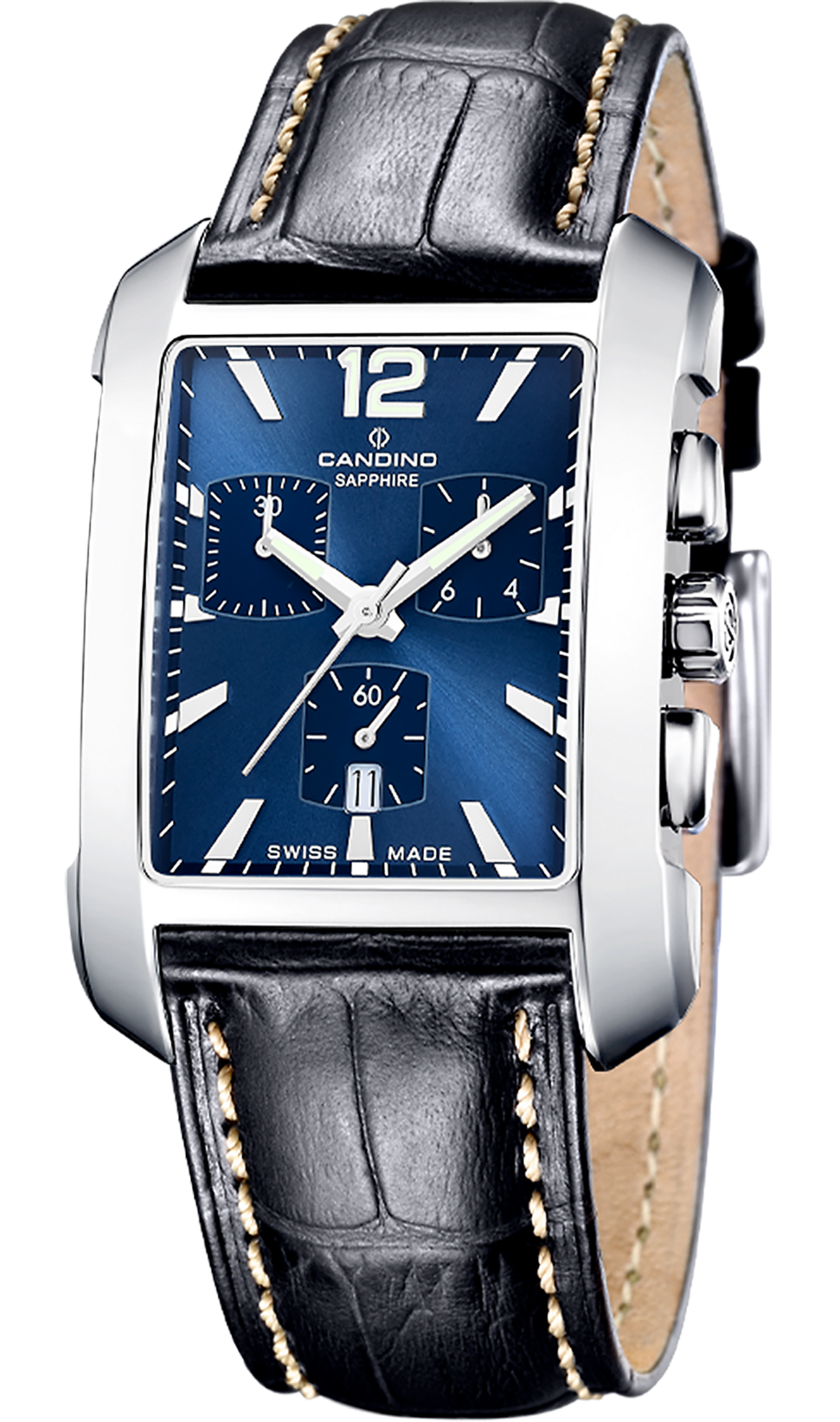 CANDINO  Мужские швейцарские часы, кварцевый механизм, сталь, 33 х 45 мм
