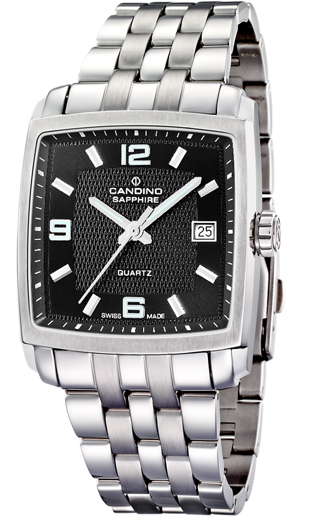 CANDINO  Мужские швейцарские часы, кварцевый механизм, сталь, 36 х 36 мм