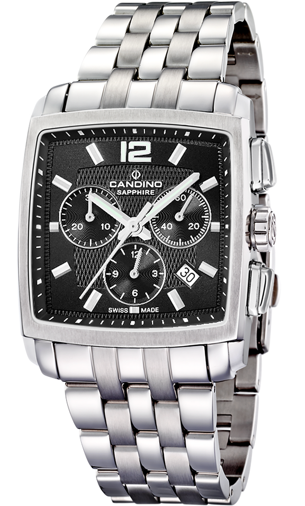 CANDINO  Мужские швейцарские часы, кварцевый механизм, сталь, 36 х 36 мм