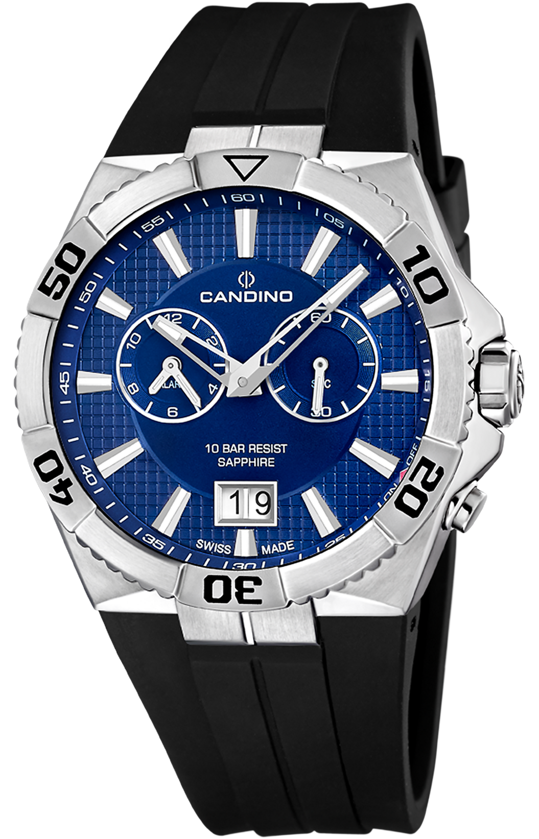 CANDINO  Мужские швейцарские часы, кварцевый механизм, сталь, 44 мм