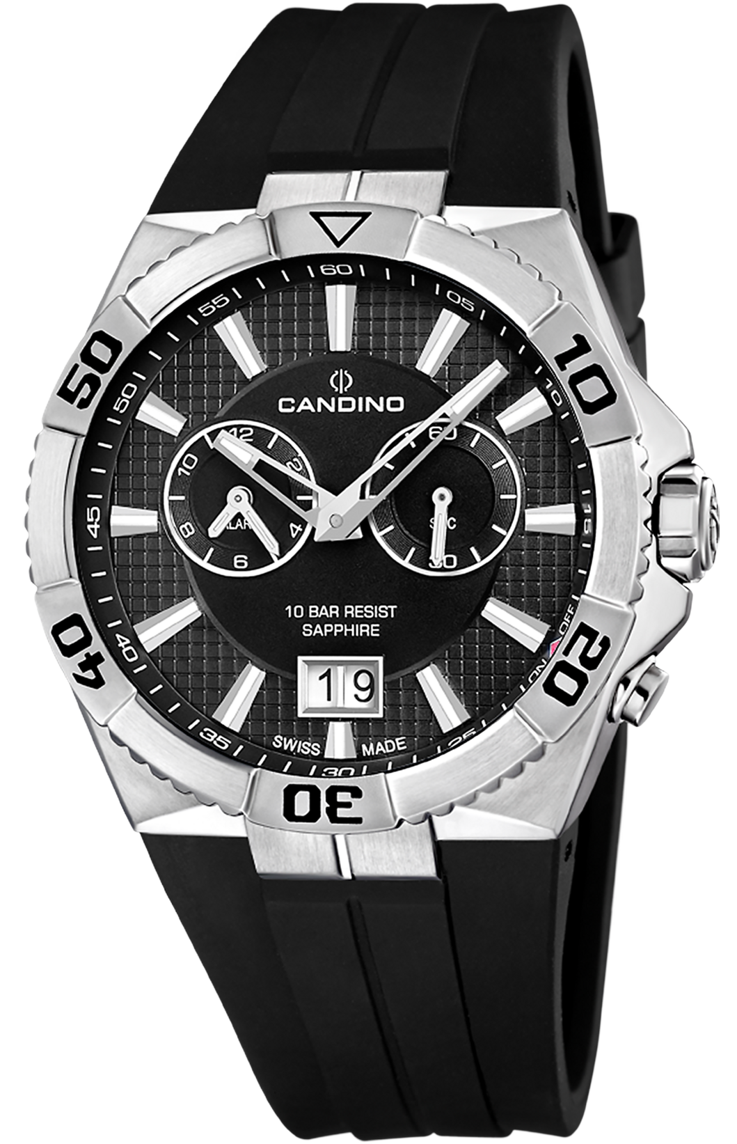 CANDINO  Мужские швейцарские часы, кварцевый механизм, сталь, 44 мм