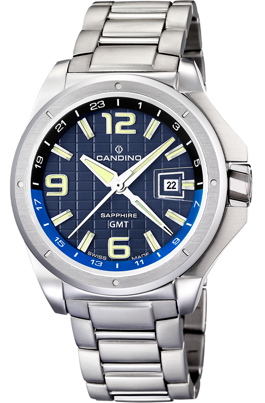 CANDINO  Мужские швейцарские часы, кварцевый механизм, сталь, 44,5 мм