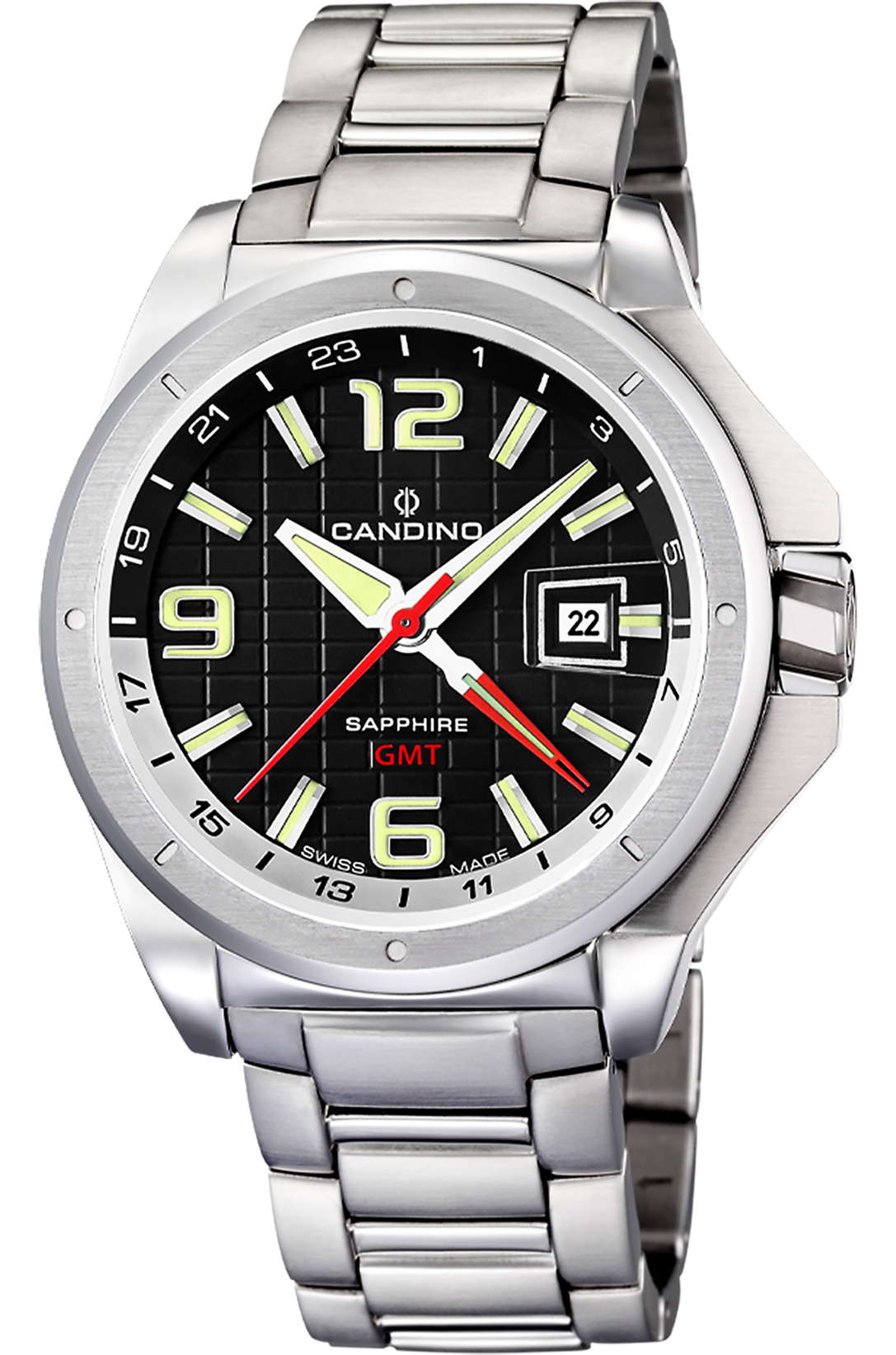 CANDINO  Мужские швейцарские часы, кварцевый механизм, сталь, 44,5 мм