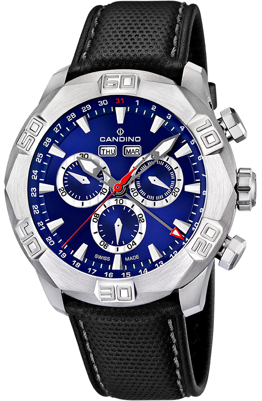 CANDINO  Мужские швейцарские часы, кварцевый механизм, сталь, 45,5 мм