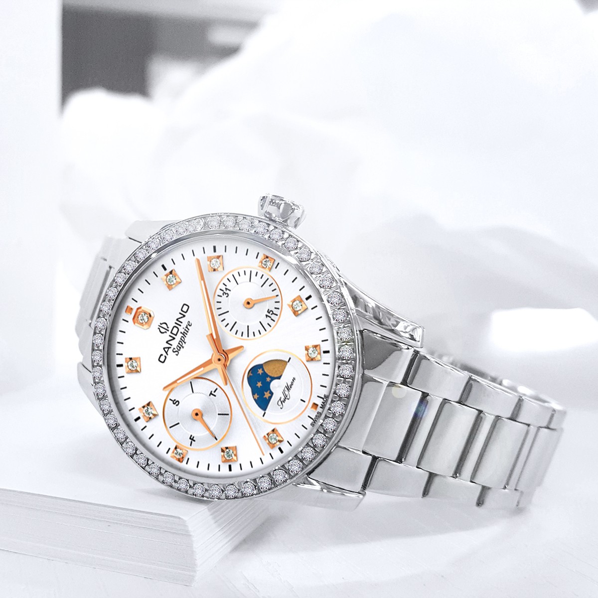 CANDINO  Женские швейцарские часы, кварцевый механизм, сталь, 33 мм