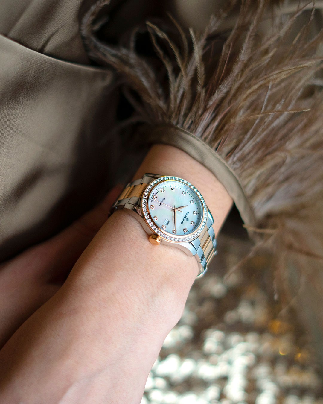 CANDINO  Женские швейцарские часы, кварцевый механизм, сталь, 33 мм