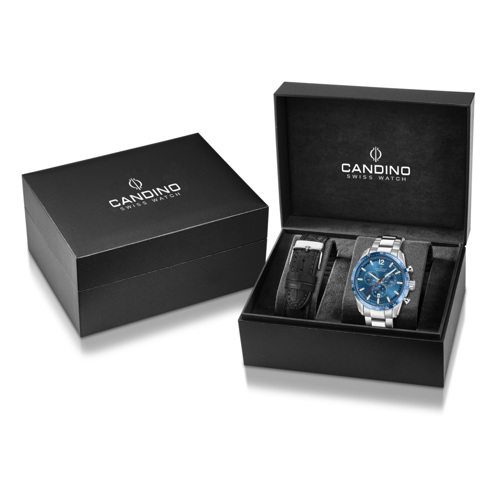 CANDINO  Мужские швейцарские часы, кварцевый механизм, сталь, 45 мм