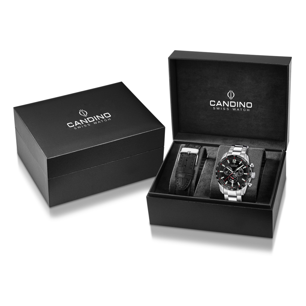 CANDINO  Мужские швейцарские часы, кварцевый механизм, сталь, 45 мм