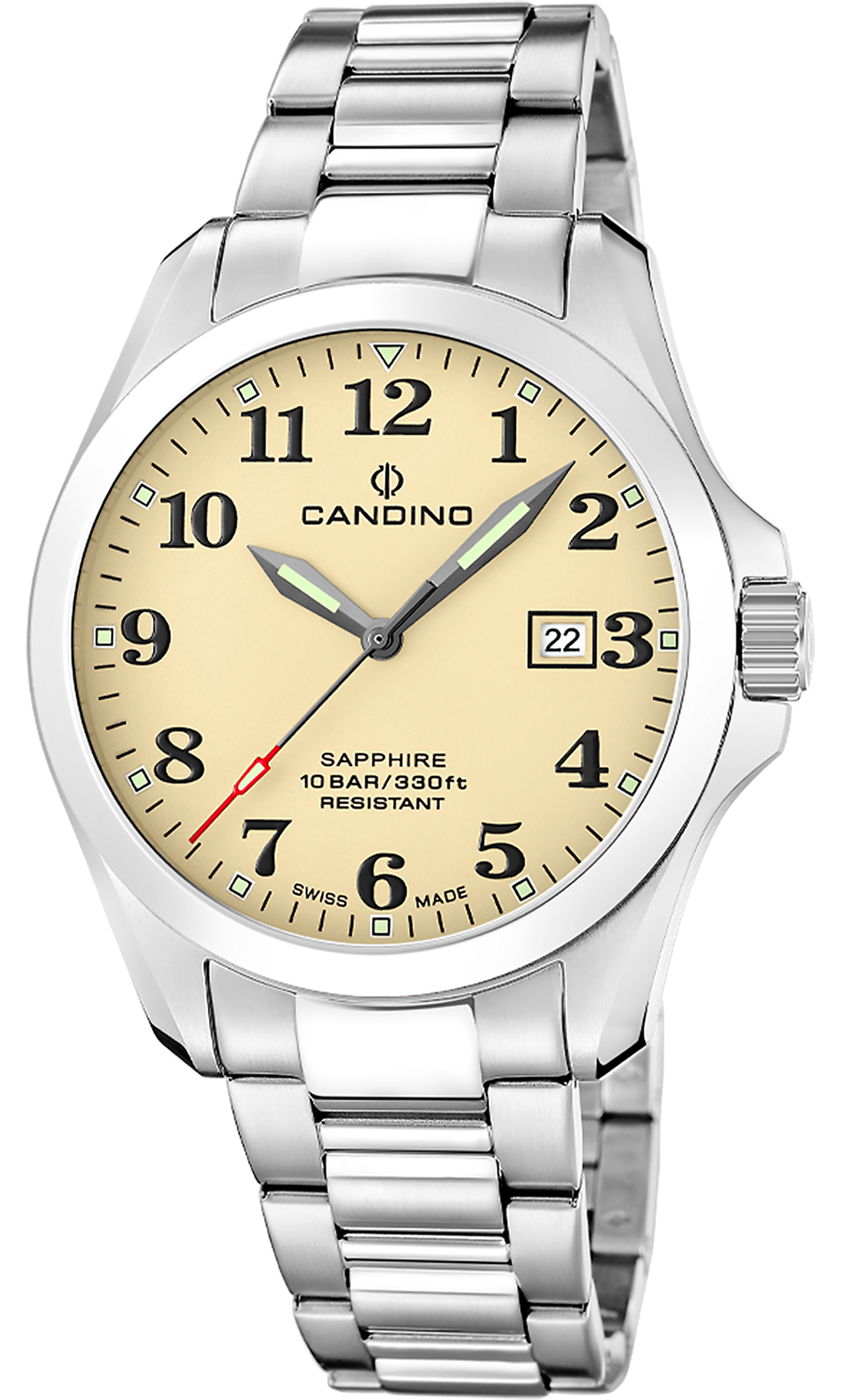 CANDINO  Мужские швейцарские часы, кварцевый механизм, сталь, 41,5 мм