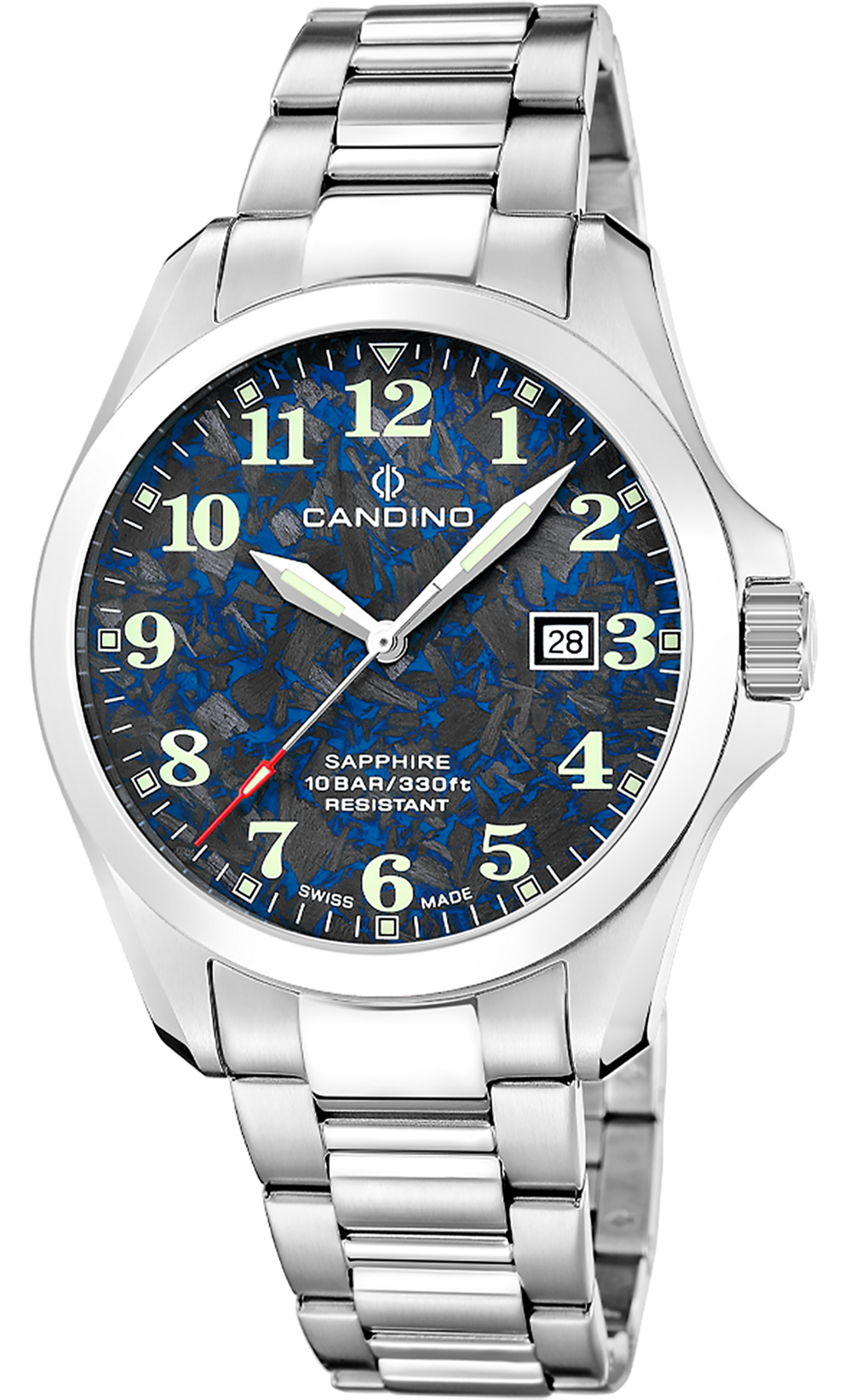 CANDINO  Мужские швейцарские часы, кварцевый механизм, сталь, 41,5 мм