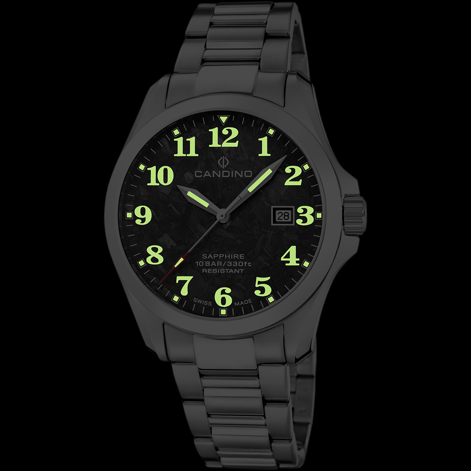 CANDINO  Мужские швейцарские часы, кварцевый механизм, сталь, 41,5 мм