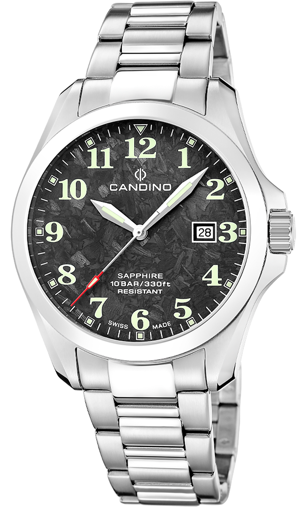 CANDINO  Мужские швейцарские часы, кварцевый механизм, сталь, 41,5 мм
