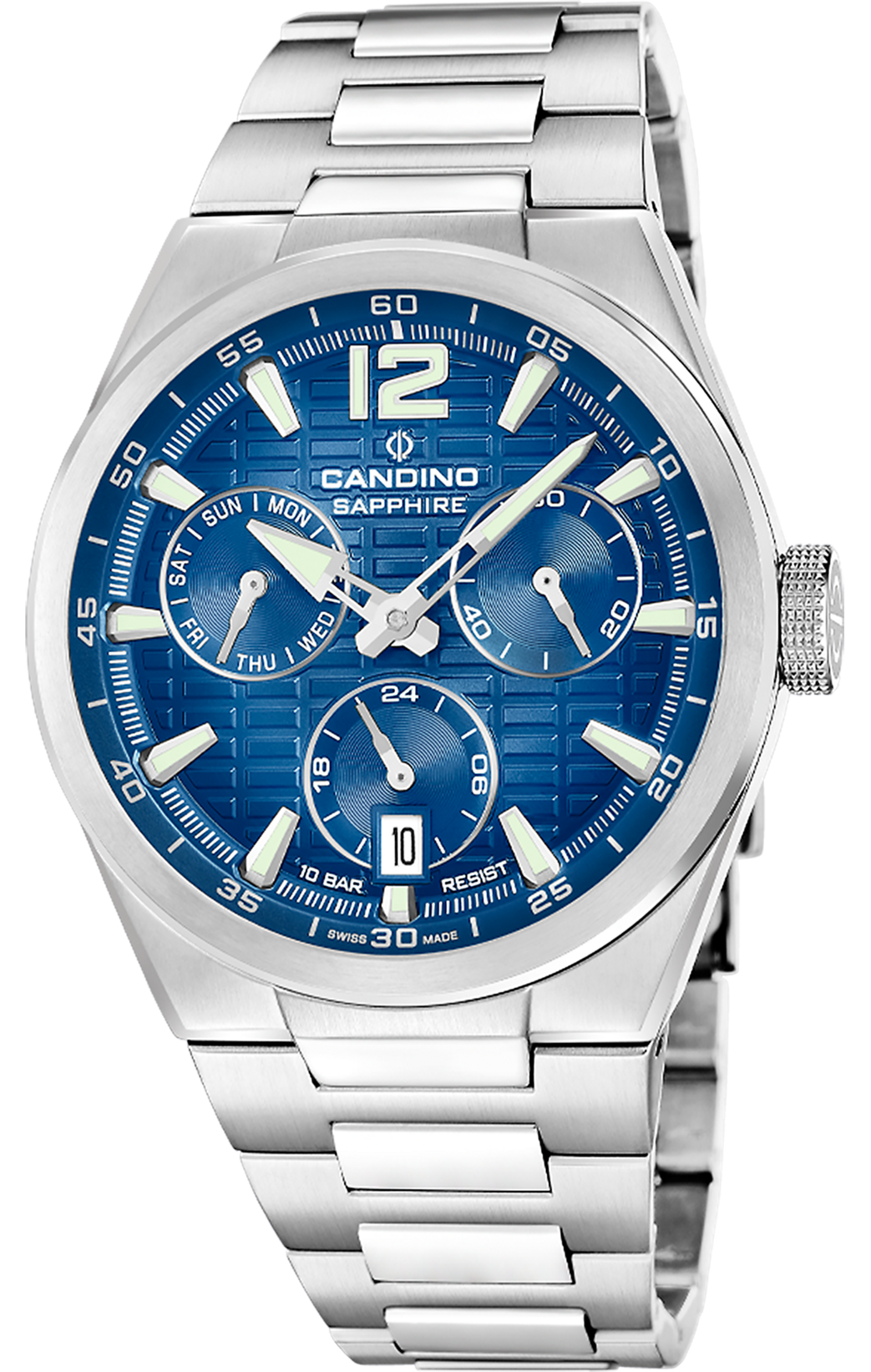 CANDINO  Мужские швейцарские часы, кварцевый механизм, сталь, 43 мм