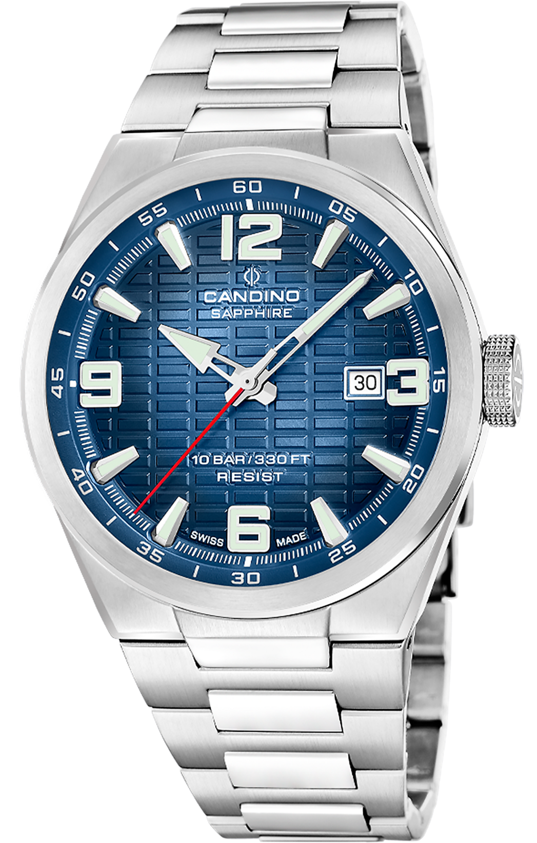 CANDINO  Мужские швейцарские часы, кварцевый механизм, сталь, 43 мм