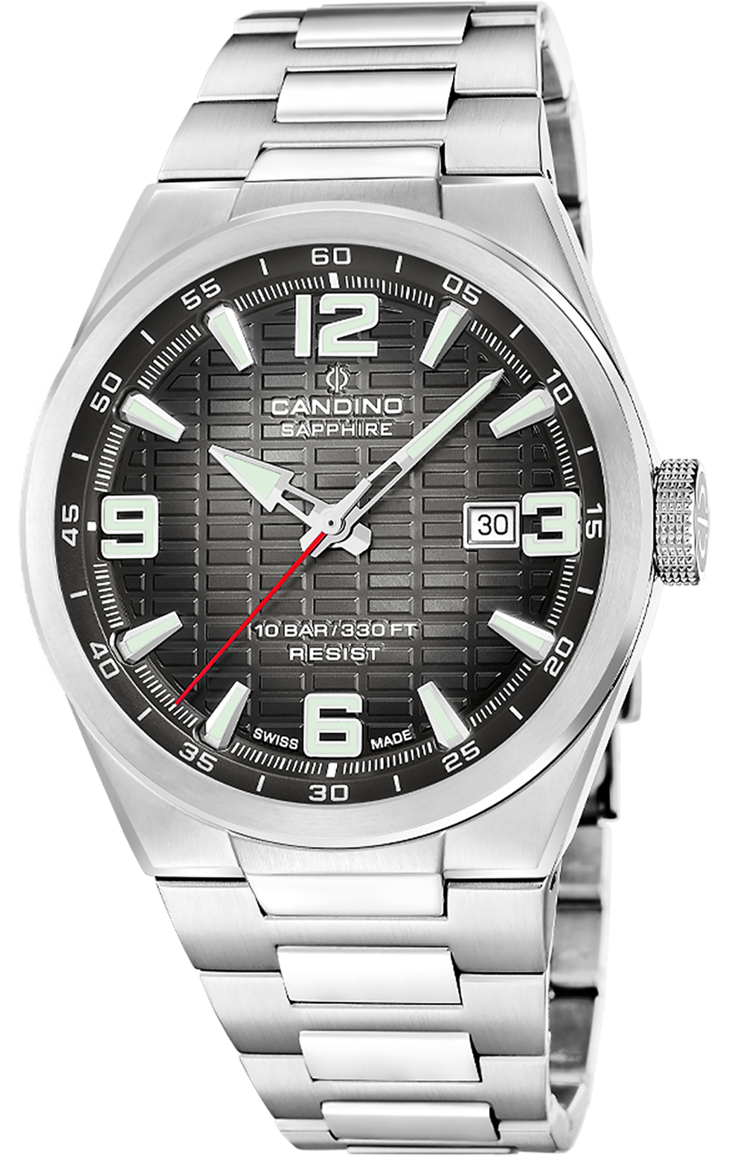 CANDINO  Мужские швейцарские часы, кварцевый механизм, сталь, 43 мм