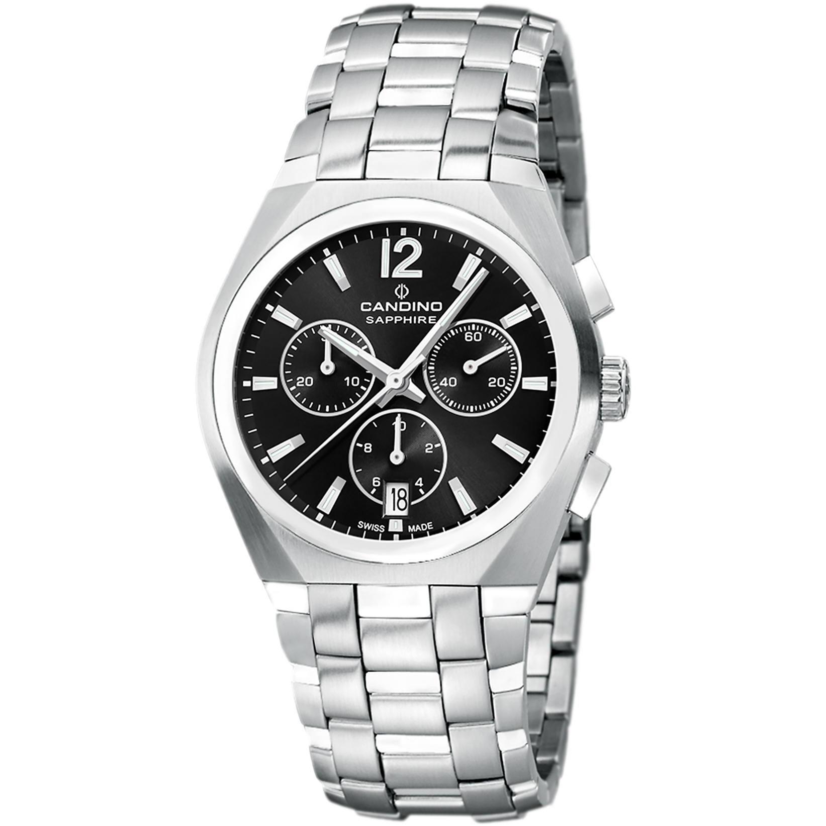 CANDINO  Мужские швейцарские часы, кварцевый механизм, сталь, 40 мм