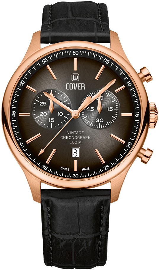 COVER  Мужские швейцарские часы, кварцевый механизм, сталь с покрытием, 42.5 мм