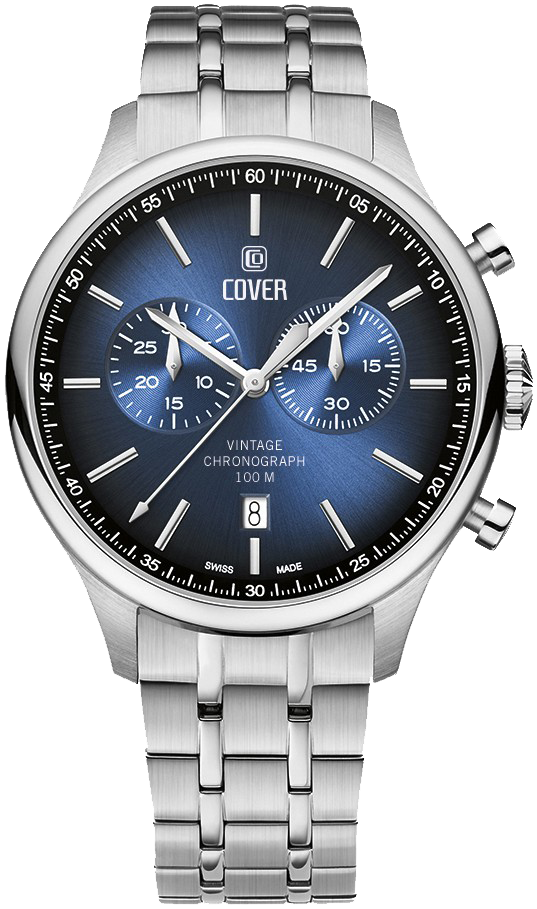COVER  Мужские швейцарские часы, кварцевый механизм, сталь, 42.5 мм