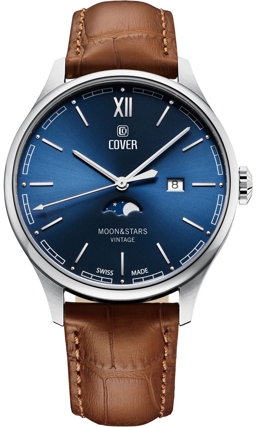 COVER  Мужские швейцарские часы, кварцевый механизм, сталь, 41 мм