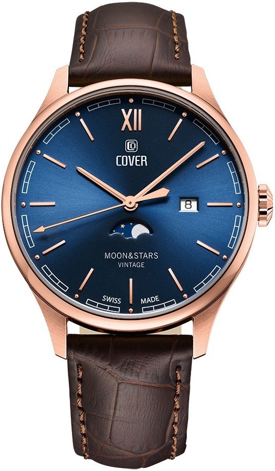 COVER  Мужские швейцарские часы, кварцевый механизм, сталь с покрытием, 41 мм