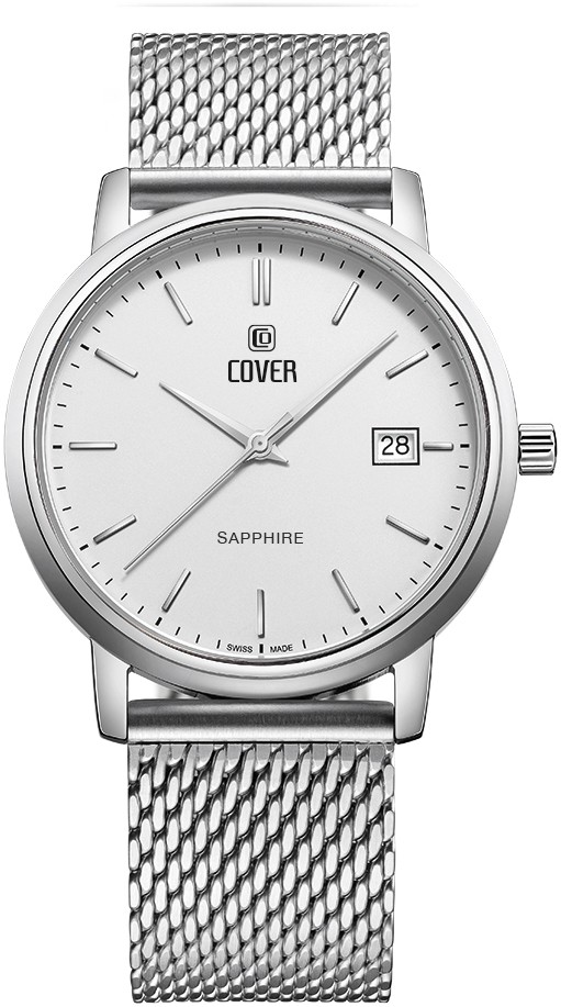 COVER  Мужские швейцарские часы, кварцевый механизм, сталь, 39 мм