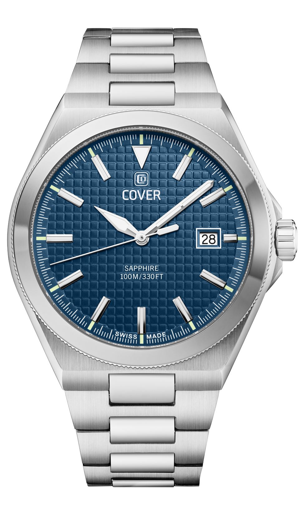 COVER  Мужские швейцарские часы, кварцевый механизм, сталь, 41 мм