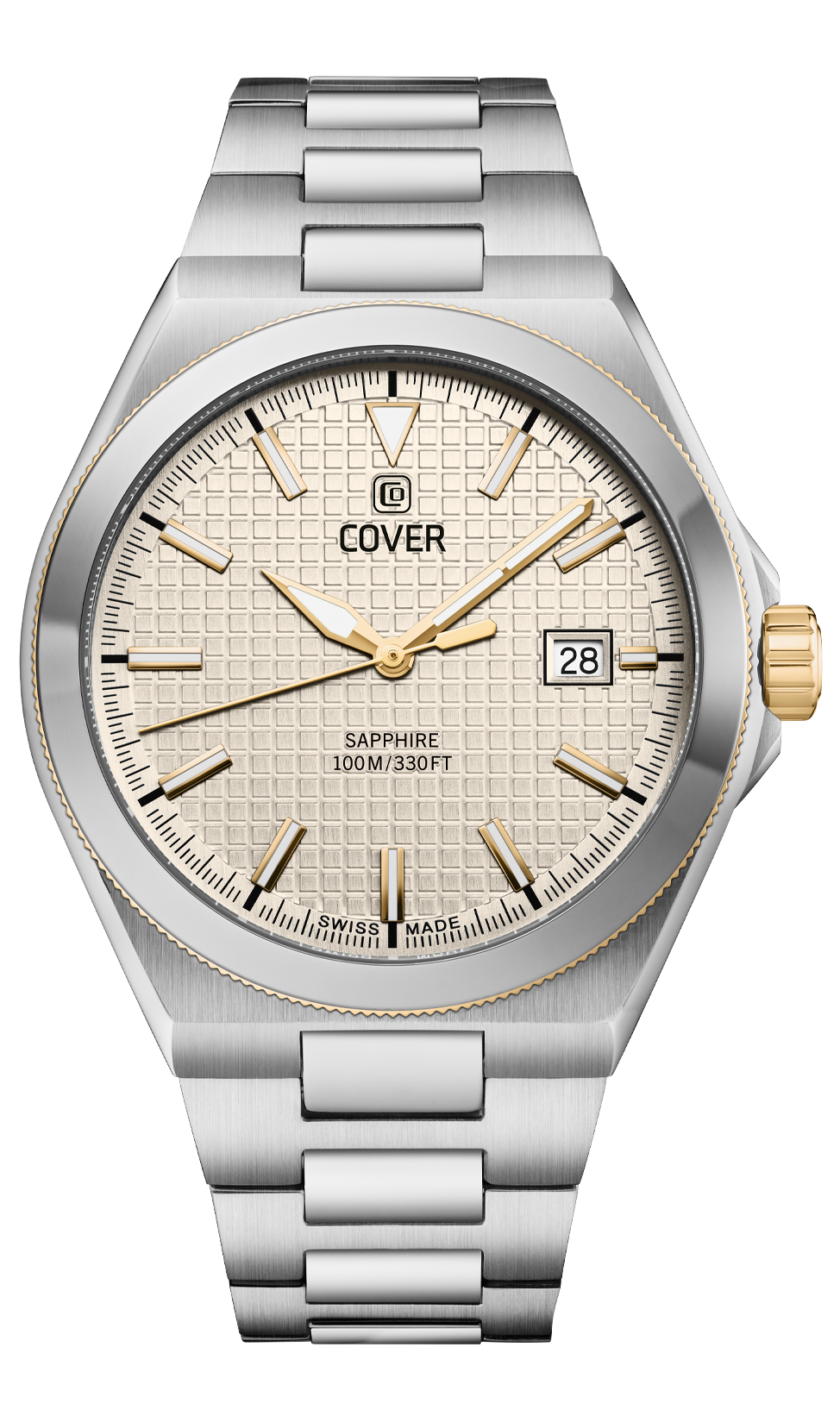 COVER  Мужские швейцарские часы, кварцевый механизм, сталь, 41 мм