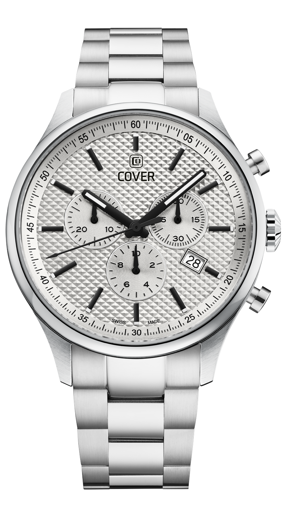 COVER  Мужские швейцарские часы, кварцевый механизм, сталь, 42.5 мм