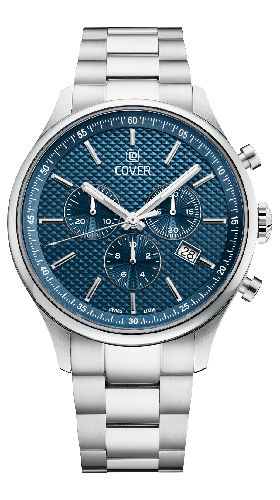 COVER  Мужские швейцарские часы, кварцевый механизм, сталь, 42.5 мм