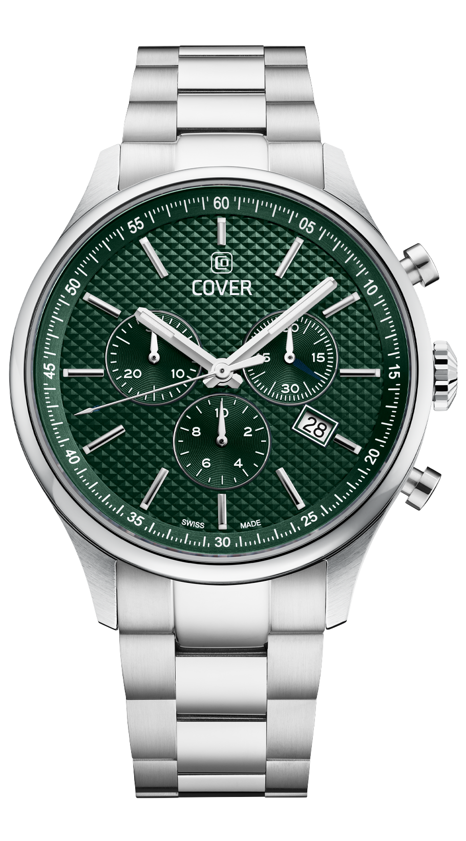 COVER  Мужские швейцарские часы, кварцевый механизм, сталь, 42.5 мм