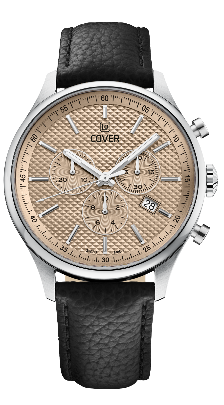 COVER  Мужские швейцарские часы, кварцевый механизм, сталь, 42.5 мм