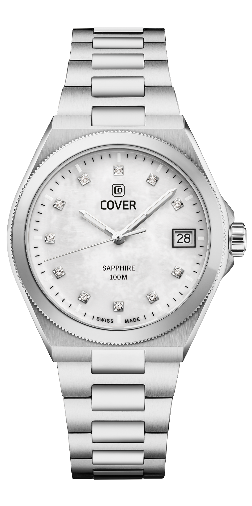 COVER  Женские швейцарские часы, кварцевый механизм, сталь, 35 мм