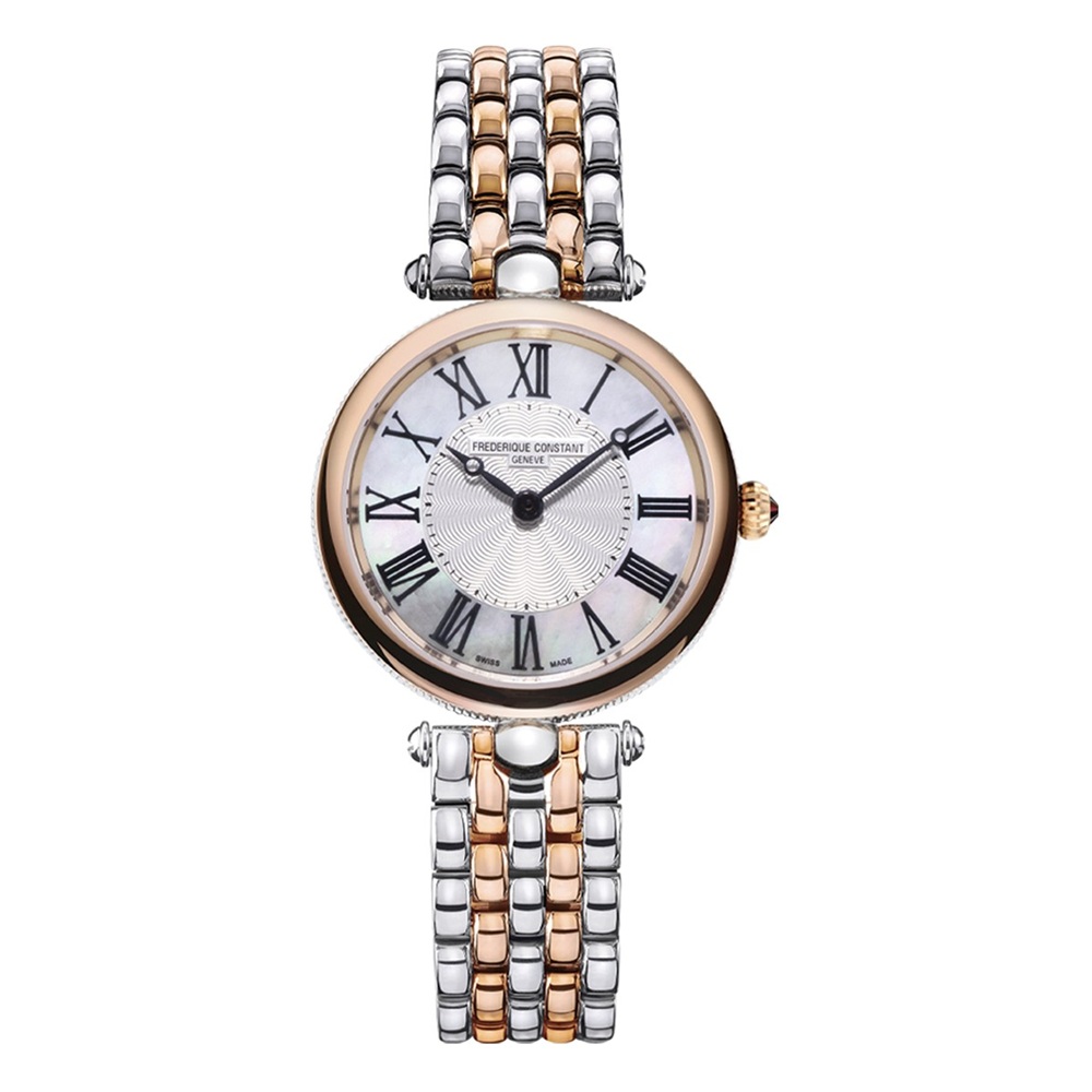 FREDERIQUE CONSTANT  Элегантные женские швейцарские часы, стальные, циферблат из натурального перламутра - идеальный подарок и украшение.